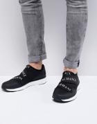 Armani Exchange Strap Logo Running Sneakers In Black - Black