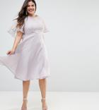 Asos Curve Wedding Delicate Lace Applique Midi Dress - Blue