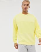 Asos Design Oversized Sweatshirt With Reverse Panel In Yellow - Yellow