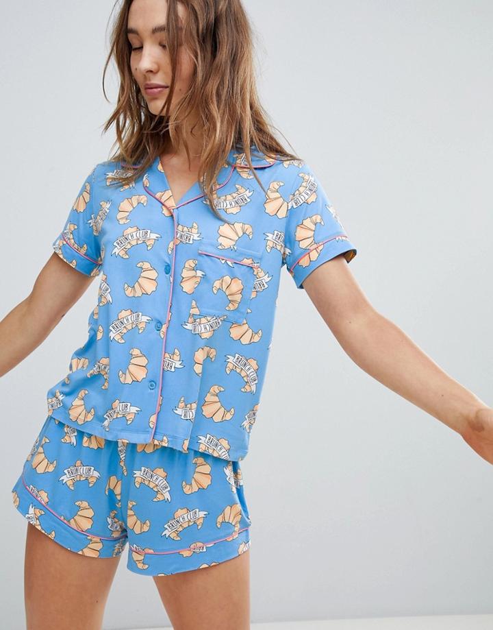Chelsea Peers Brunch Club Short Set - Blue