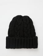 7x Cable Banie Hat In Black - Black