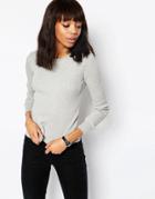 Asos Sweater In Rib With Crew Neck - Gray