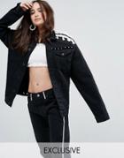 Reclaimed Vintage Revived Denim Jacket With All Over Trims - Black