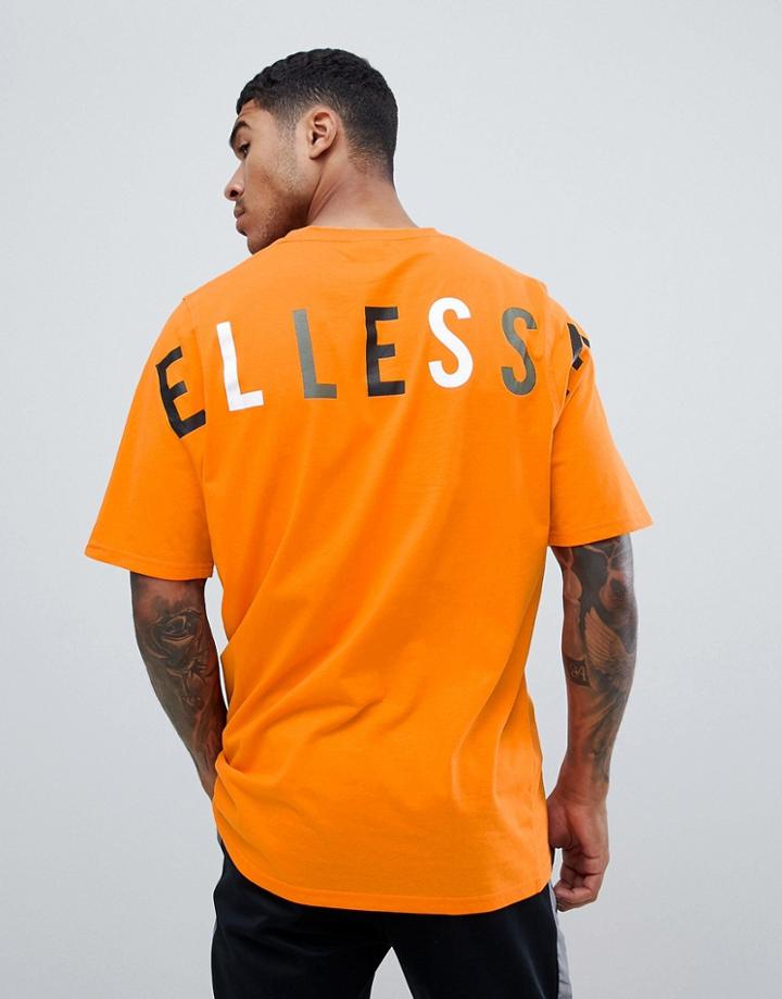 Ellesse Pineto Overszied T-shirt With Back Logo In Orange - Orange