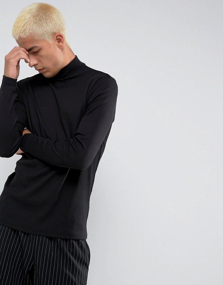 Weekday Half Tube Rib Turtleneck - Black