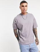 Asos Design Organic Cotton Blend Oversized T-shirt With Crew Neck In Gray-grey