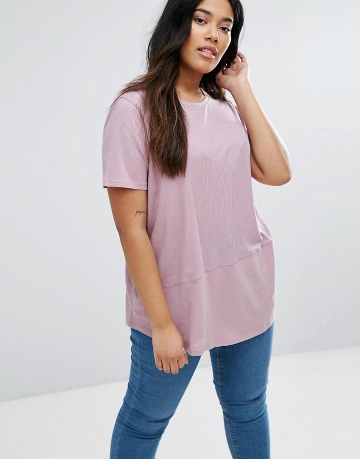 Asos Curve T-shirt In Rib Cutabout - Purple