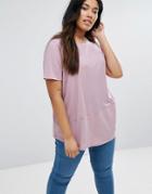 Asos Curve T-shirt In Rib Cutabout - Purple