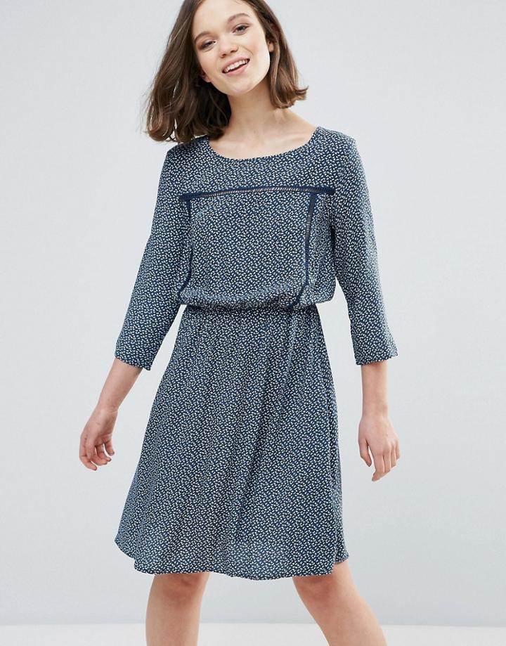 Ichi Ditsy Print Dress - Navy