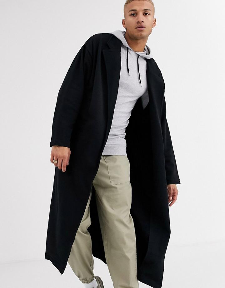 Asos Design Oversized Longline Jersey Duster Jacket In Black