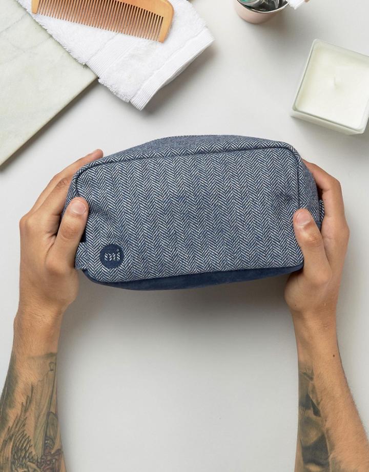 Mi-pac Herringbone Toiletry Bag In Navy - Navy