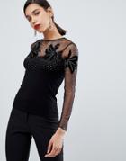 Coast Julia Sparkle Embellished Knit Top - Black