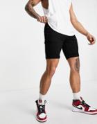 Topman Stretch Skinny Denim Shorts In Black