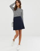 Asos Design Tailored A-line Mini Skirt With Scallop Hem - Navy