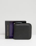 Smith And Canova Zip Round Leather Wallet - Black