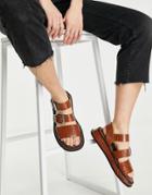 Topshop Phoenix Chunky Buckle Strap Sandal In Brown Croc