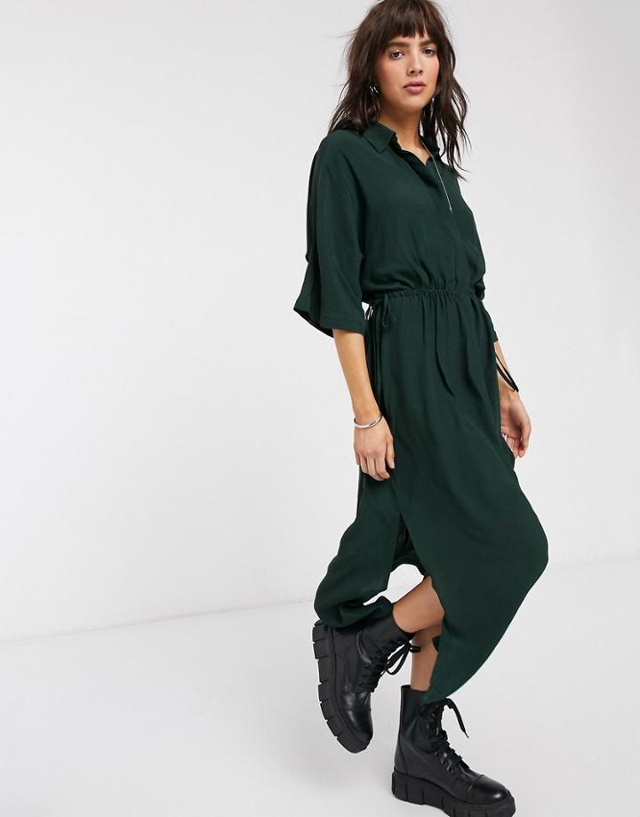 Weekday Cat Shirt Dress In Green