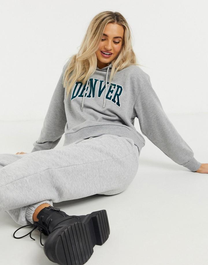 New Look Denver Hoodie In Gray-grey