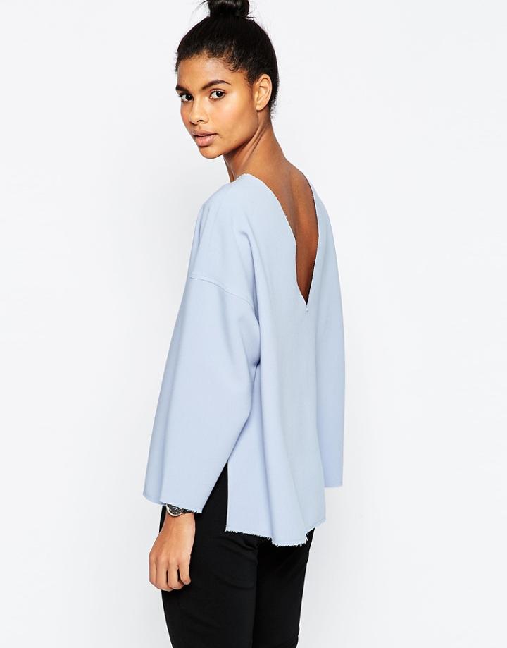 Asos Oversize Top With Side Split And V Back - Blue