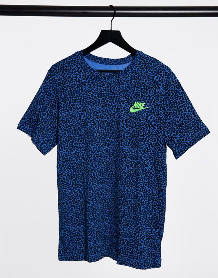 Nike All-over Print T-shirt In Navy