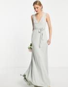 Maya Bridesmaid Open Back Maxi Dress With Bow In Sage Green