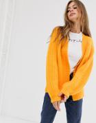 Asos Design Fluffy Chunky Cardigan-yellow