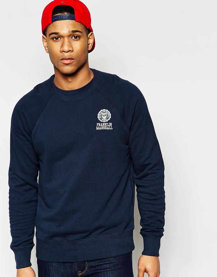 Franklin And Marshall Crew Neck Sweatshirt - Navy