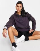 Adidas Originals Logo Ryv Quarter Zip Hoodie In Dark Purple