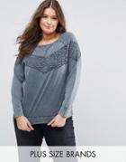 Junarose Lace Overlay Sweatshirt - Multi