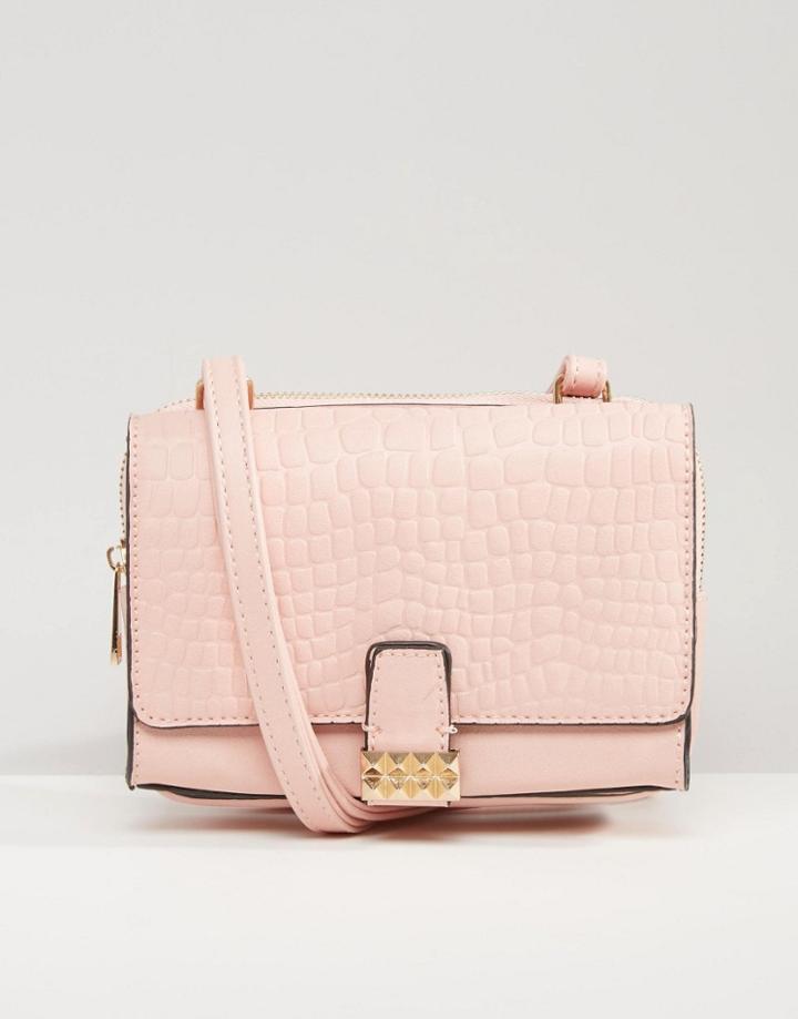 Liquorish Crossbody Bag With Gold Clasp - Pink