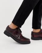 Asos Design Brogue Shoes With Creeper Sole In Burgundy Leather-red
