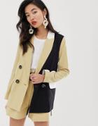 River Island Double Breasted Blazer In Color Block