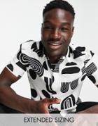 Asos Design Shirt In White Abstract Print