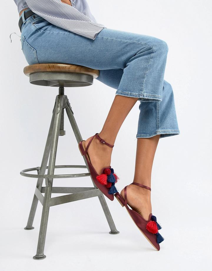 Asos Design Loaded Tassel Ballet Flats-purple