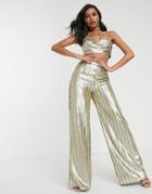 Asos Design Stripe Sequin Wide Leg Pants Two-piece-multi