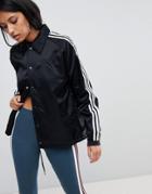 Adidas Originals Three Stripe Windbreaker Jacket In Black - Black