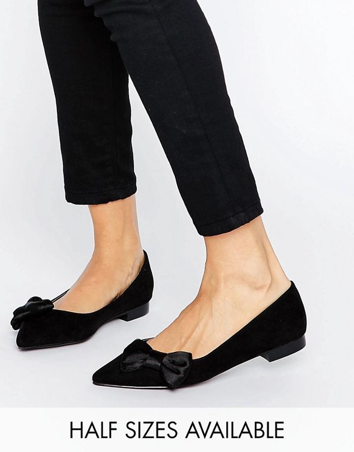 Asos Louise Pointed Bow Ballet Flats - Black