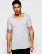 Asos Loungewear Muscle T-shirt With Scoop Neck In Grey Marl - Gray Marl