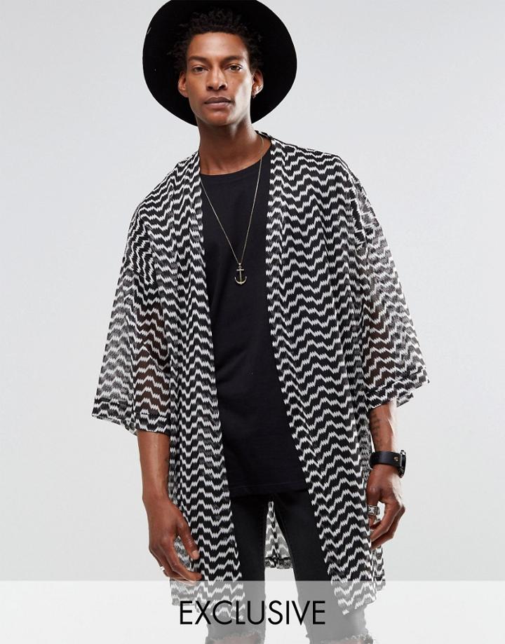 Reclaimed Vintage Crochet Kimono - Black