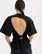 Asos White Seam Front Backless T-shirt-black