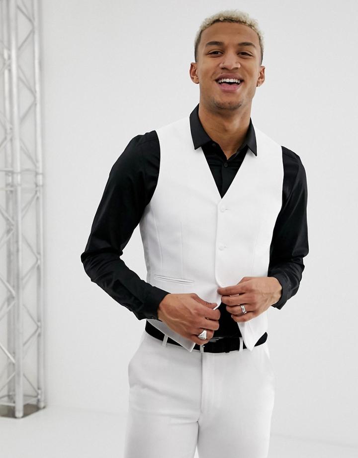Asos Design Super Skinny Suit Vest In White