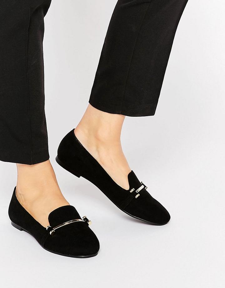 London Rebel Bar Slipper Shoes - Black