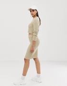 Asos Design Two-piece Pencil Skirt In Knit-beige