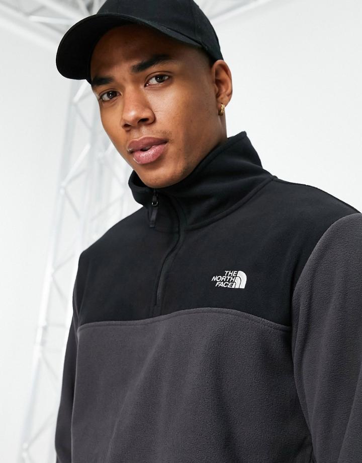 The North Face Tka Glacier Snap Neck Fleece In Dark Gray-grey
