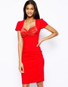 Hybrid Pencil Dress With Sweetheart Neck - Red