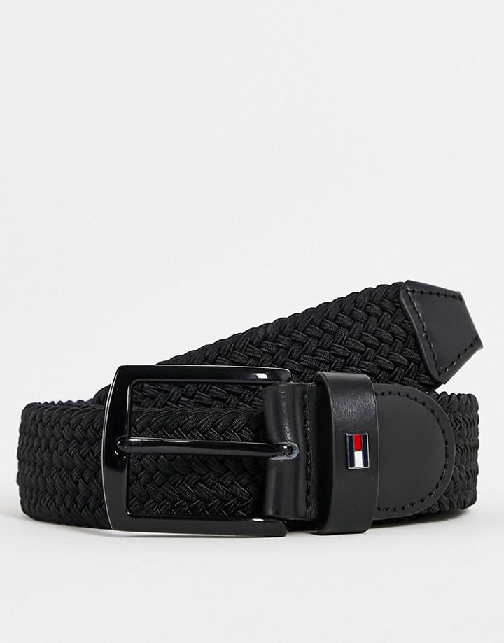 Tommy Hilfiger Elasticated 35mm Woven Belt In Black