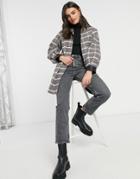Helene Berman Volume Sleeve Short Wool Blend Coat In Check-pink