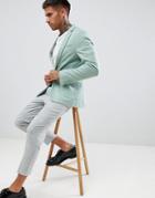 Asos Design Super Skinny Blazer In Sage Green Jersey - Green