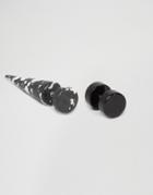 Asos Spike Plug Earrings In Semi Precious Look Stone - Black