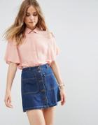 Asos Casual Blouse With Tie Sleeve - Pink